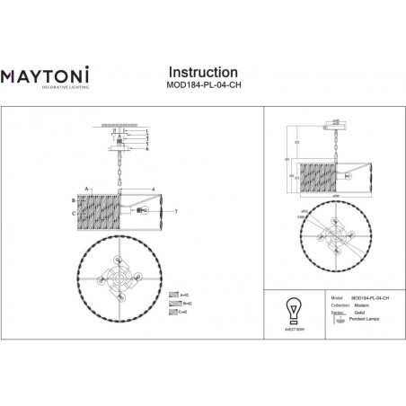 Lampa wisząca kryształowa Gelid 50cm - Maytoni | Glamour