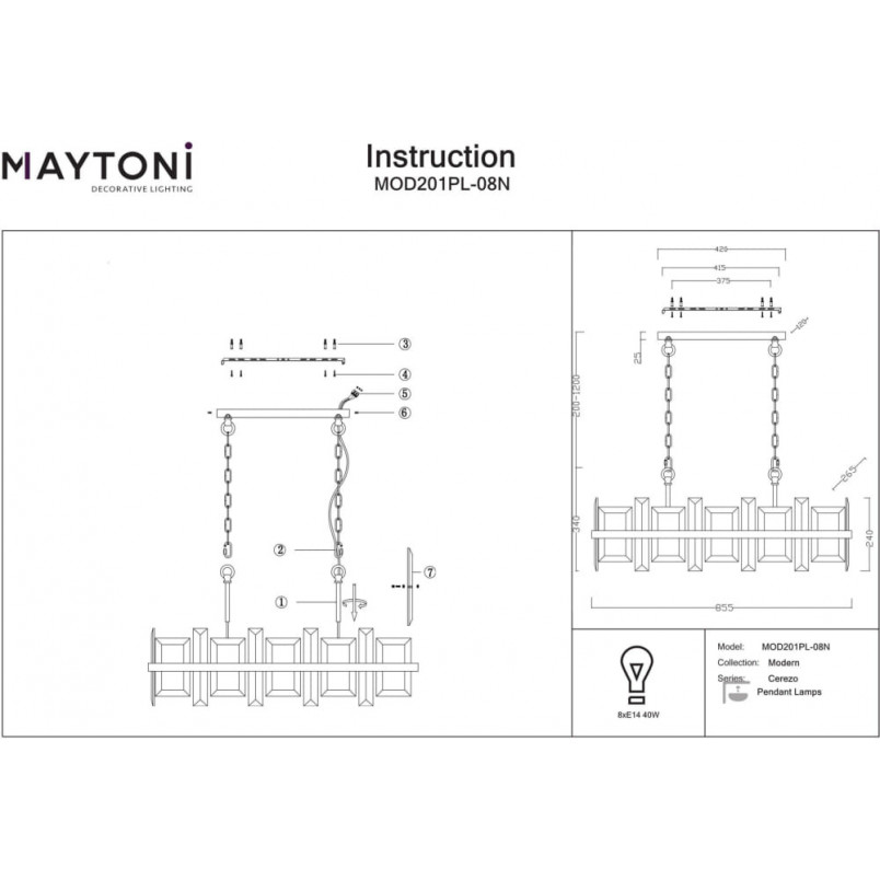 Lampa wisząca Cerezo Maytoni | Kryształowa, Chromowana | Sklep z Oświetleniem