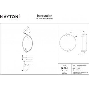 Kinkiet Halo LED Maytoni | Mosiężny, Okrągły, 80cm