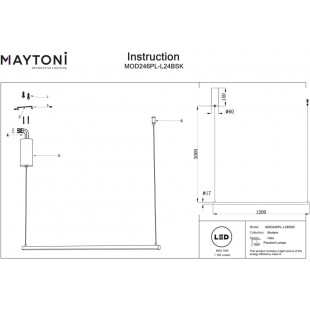 Lampa wisząca Halo LED mosiężna Maytoni - 120cm | Sklep z lampami