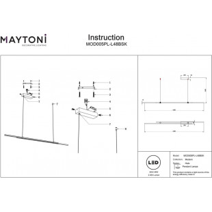 Lampa wisząca Halo LED mosiężna Maytoni | 150cm