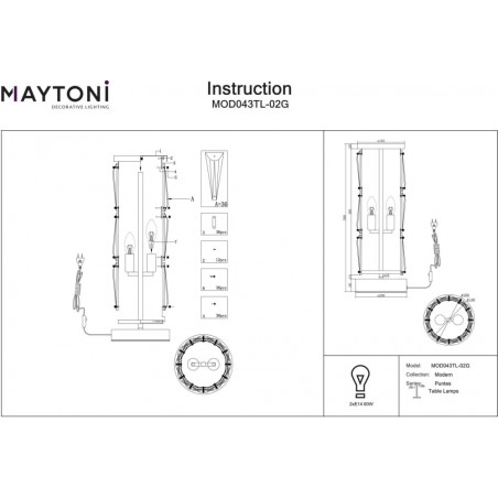 Lampa kryształowa złota Maytoni Puntes 58cm - Elegancja i blask