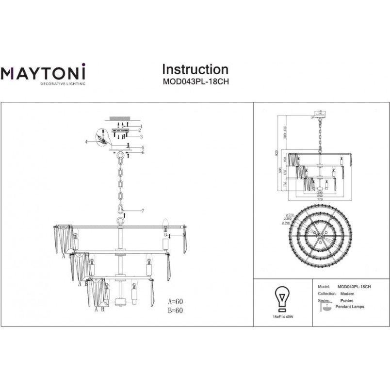 Żyrandol Kryształowy Maytoni Puntes 77cm - Luksusowy Blask