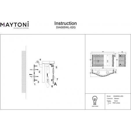 Kinkiet kryształowy Dune złoty Maytoni | Luksusowy design