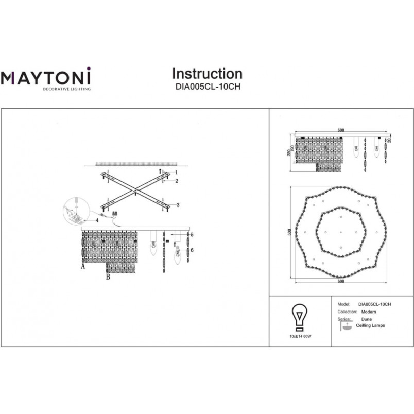 Plafon kryształowy Dune 60cm Maytoni - Luksusowy Blask