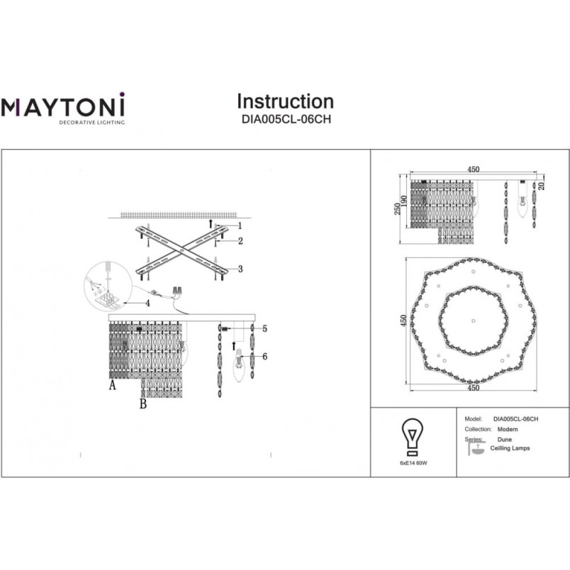 Plafon kryształowy Dune 45cm Maytoni - Luksus i blask