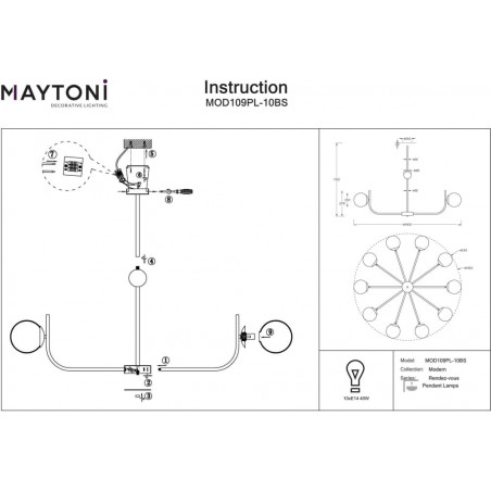 Żyrandol Rendez-vous Maytoni - Szklane Kule, Biało-Mosiężny | Sklep Lamp