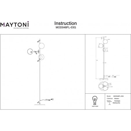 Lampa podłogowa Maytoni Nostalgia: Szkło, Biały/Złoty - Komfort i Styl