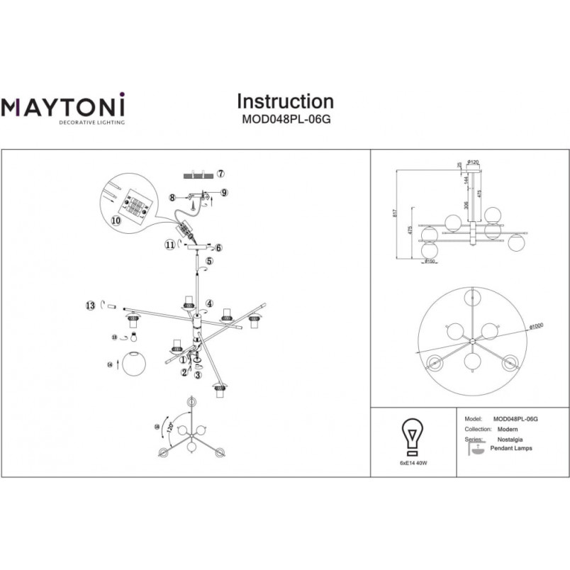 Lampa Sufitowa Szklane Kule Nostalgia VI - Maytoni | Retro Design