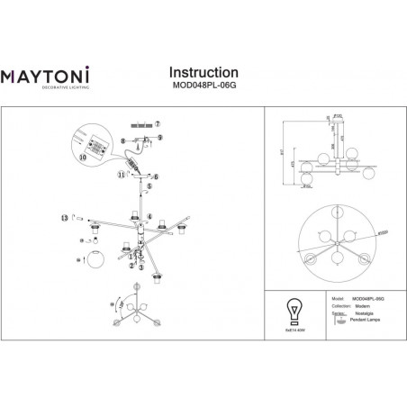 Lampa Sufitowa Szklane Kule Nostalgia VI - Maytoni | Retro Design