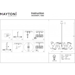 Lampa Sufitowa Mosiężna Giro Maytoni | 69cm, 10x GU10