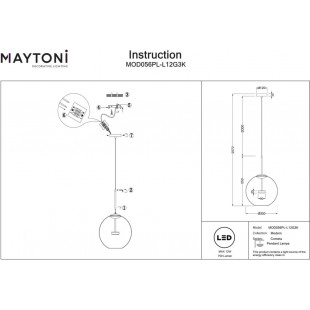 Lampa szklana Cometa Maytoni | Designerska kula LED 35cm