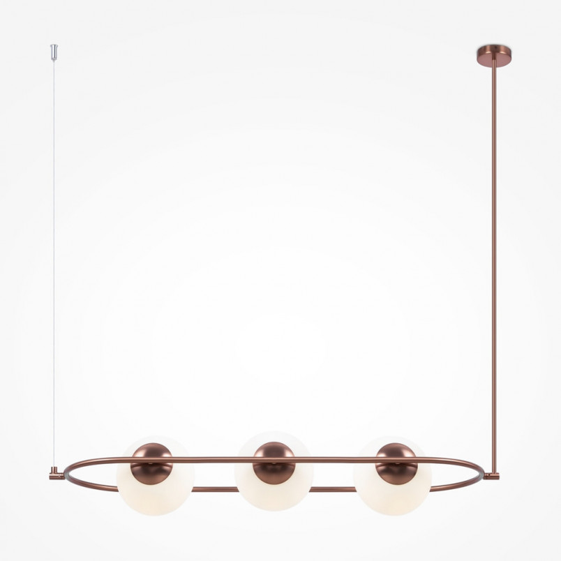 Lampa wisząca Erich Maytoni | 3 szklane kule, biały/mosiądz