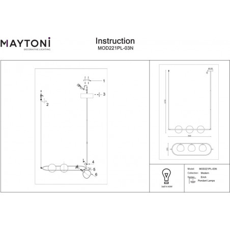 Lampa wisząca Erich Maytoni - 3 szklane kule, biały