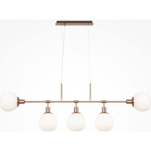 Lampa wisząca Erich Maytoni | 5 szklanych kul, biało-złota