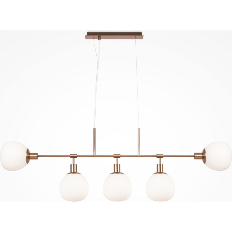 Lampa wisząca Erich Maytoni | 5 szklanych kul, biało-złota