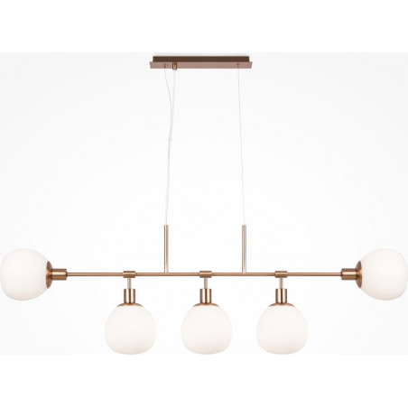 Lampa wisząca Erich Maytoni | 5 szklanych kul, biało-złota