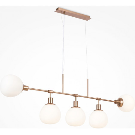 Lampa wisząca Erich Maytoni | 5 szklanych kul, biało-złota