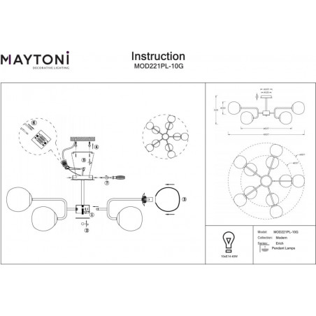 Plafon retro Erich - szklane kule Maytoni | Elegancki i stylowy