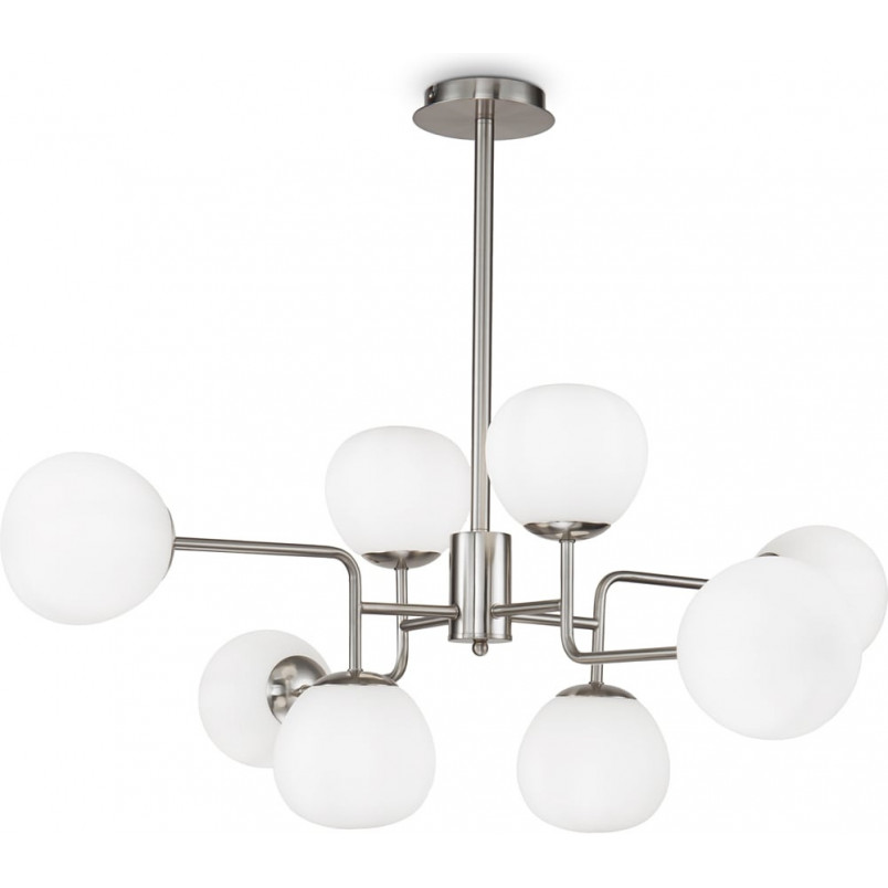 Lampa wisząca Erich Maytoni | 8 szklanych kul, biały/nikiel