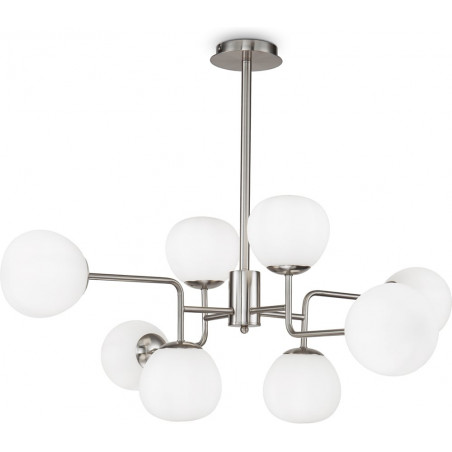 Lampa wisząca Erich Maytoni | 8 szklanych kul, biały/nikiel