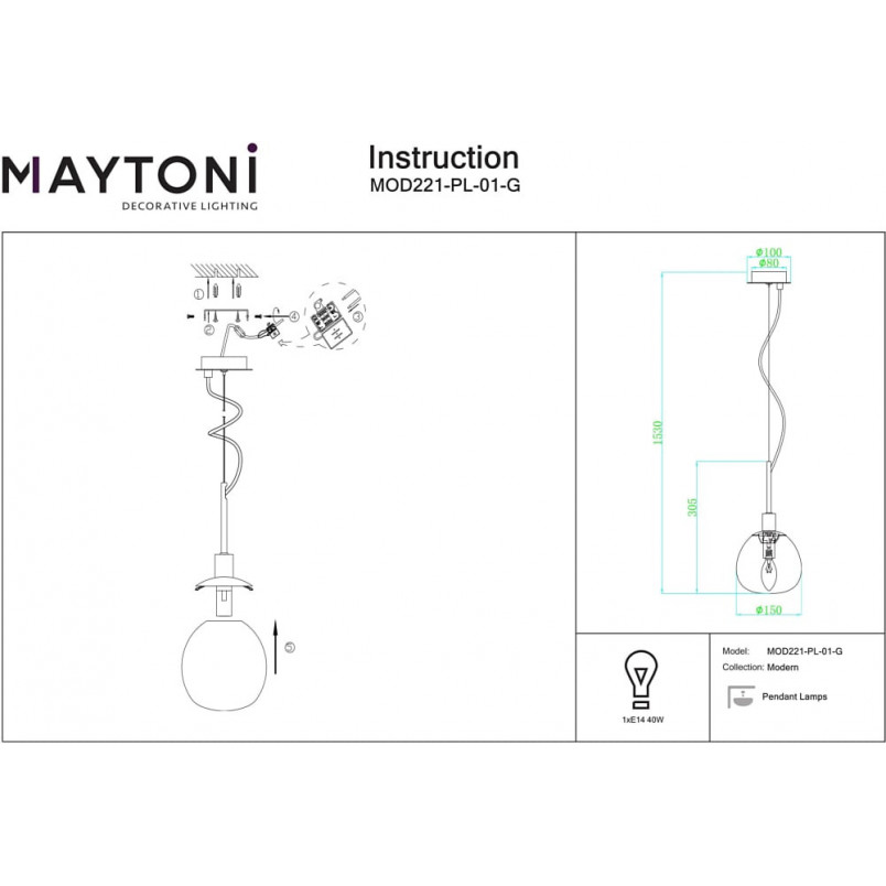Lampa wisząca Erich Maytoni - Szkło Opal / Mosiądz | Sklep z Lampami