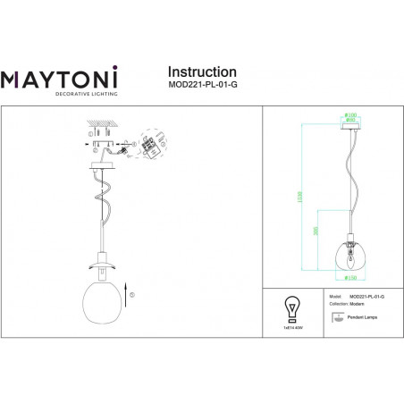 Lampa wisząca Erich Maytoni - Szkło Opal / Mosiądz | Sklep z Lampami