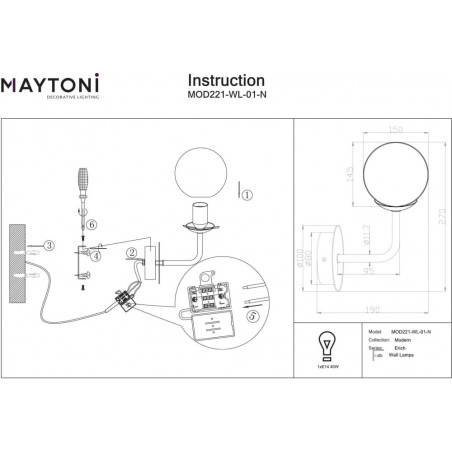 Kinkiet szklana kula Erich Maytoni - Elegancki design