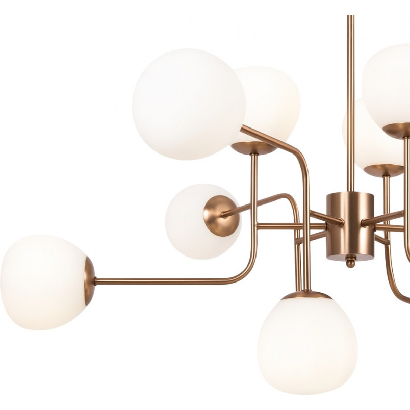 Lampa wisząca Erich 12 kul - Maytoni | Biała, szklana, złota