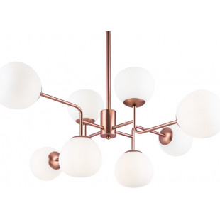 Lampa wisząca 8 szklanych kul Erich 96cm opal / mosiądz Maytoni