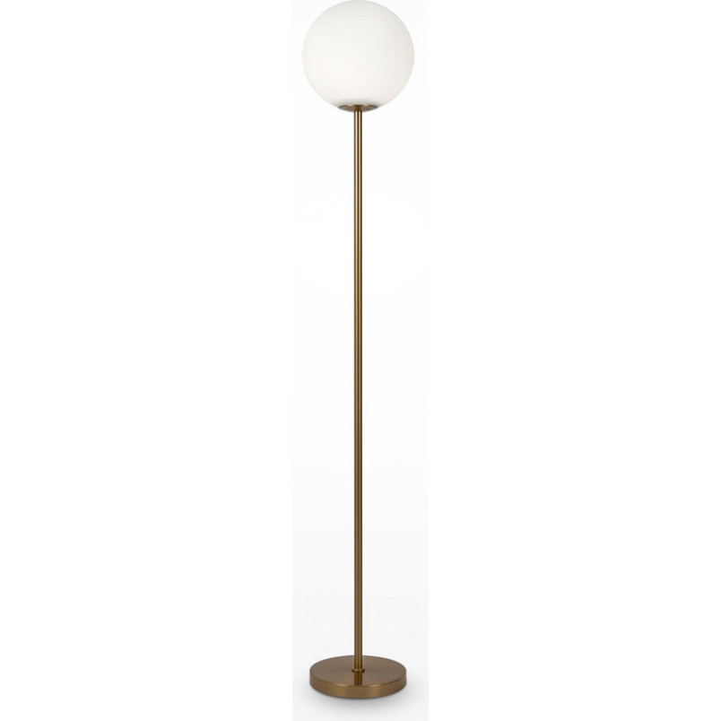 Lampa podłogowa kula biało-mosiężna Maytoni Ring 155cm - Odkryj elegancję!