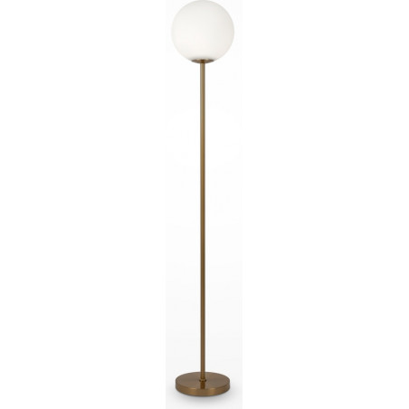 Lampa podłogowa kula biało-mosiężna Maytoni Ring 155cm - Odkryj elegancję!