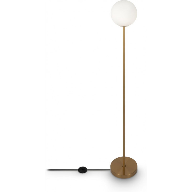 Lampa podłogowa kula biało-mosiężna Maytoni Ring 155cm - Odkryj elegancję!