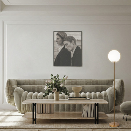 Lampa podłogowa kula biało-mosiężna Maytoni Ring 155cm - Odkryj elegancję!