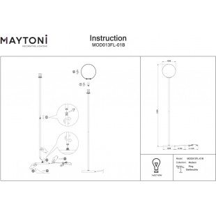 Lampa podłogowa kula szklana Ring | Maytoni - Elegancki design