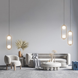Lampa wisząca Ring II Maytoni - 2 szkła, biało-mosiężna | Sklep z lampami