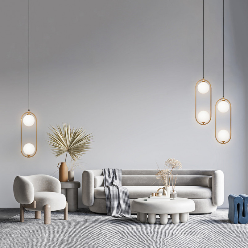 Lampa wisząca Ring II Maytoni - 2 szkła, biało-mosiężna | Sklep z lampami