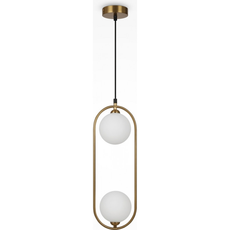 Lampa wisząca Ring II Maytoni - 2 szkła, biało-mosiężna | Sklep z lampami