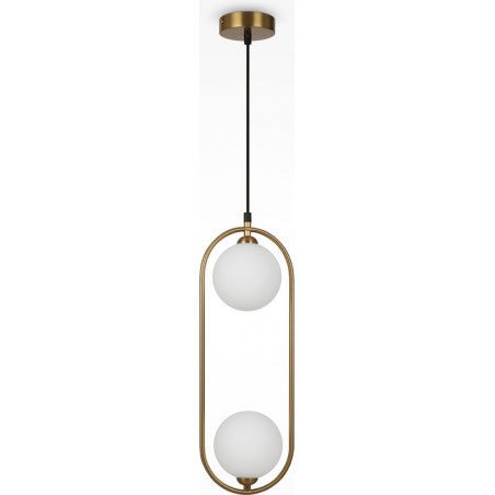 Lampa wisząca Ring II Maytoni - 2 szkła, biało-mosiężna | Sklep z lampami