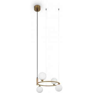 Lampa wisząca Ring IV Maytoni: Szklane kule, biel i mosiądz