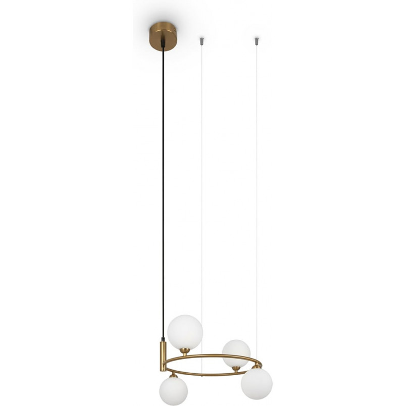 Lampa wisząca Ring IV Maytoni: Szklane kule, biel i mosiądz