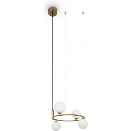 Lampa wisząca Ring IV Maytoni: Szklane kule, biel i mosiądz