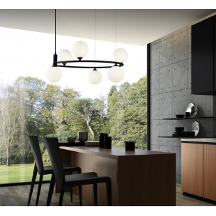 Lampa Wisząca Ring VI Maytoni: Biało-Czarna, Szkło | Salon