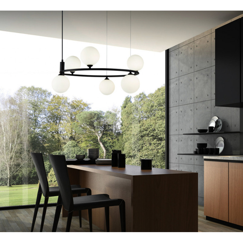 Lampa Wisząca Ring VI Maytoni: Biało-Czarna, Szkło | Salon