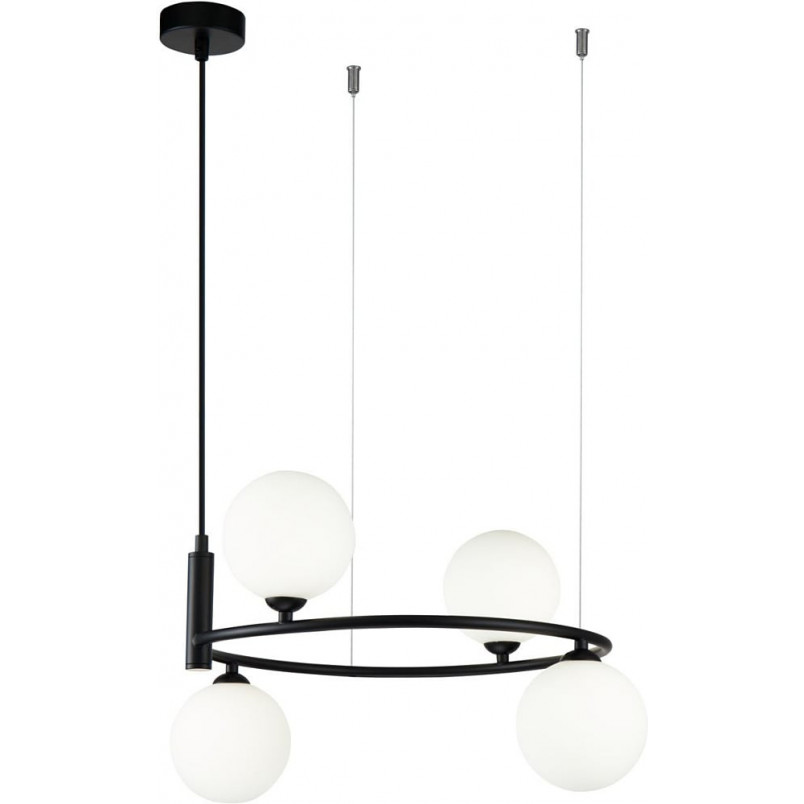 Lampa wisząca Ring IV Maytoni | Biało-czarna, szklane kule