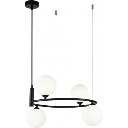 Lampa wisząca Ring IV Maytoni | Biało-czarna, szklane kule