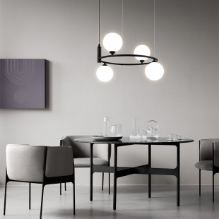 Lampa wisząca Ring IV Maytoni | Biało-czarna, szklane kule
