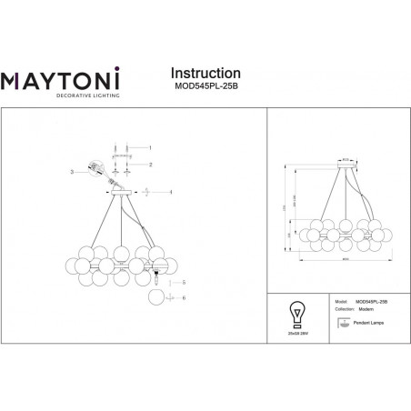 Lampa wisząca Dallas Maytoni - 69cm, szkło dymione