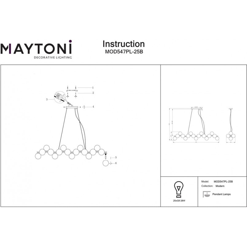 Lampa wisząca Dallas Maytoni: Szklane kule, dymione szkło - Luksus i styl