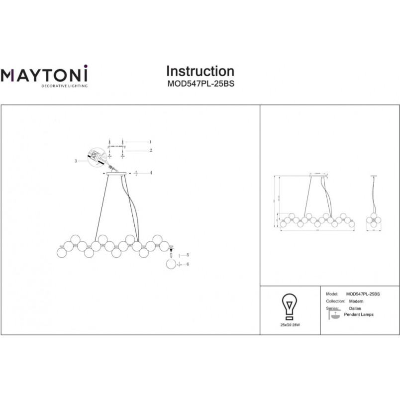 Lampa wisząca Dallas Maytoni: Błyszczące kule szkła | Sklep z Lampami